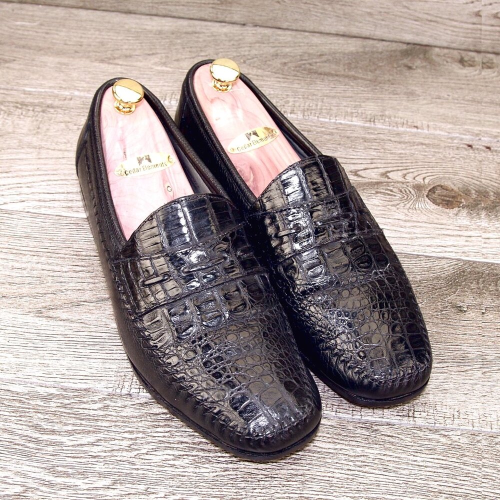 Florsheim Glossy Black Textured Loafers